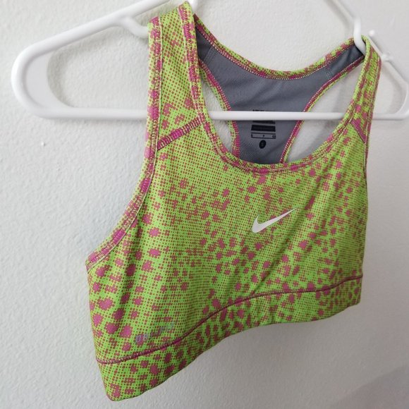 Nike Pro Sports Bra Lime Green & Pink Size Small. - Picture 4 of 6